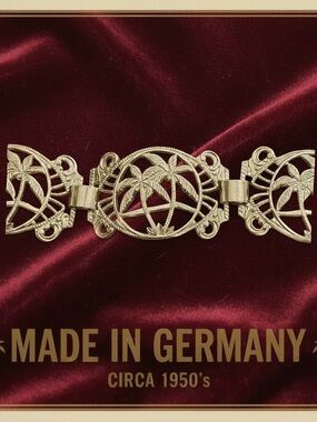 Vintage 1950s Germany Aluminum Palm Tree Souvenir Bracelet
